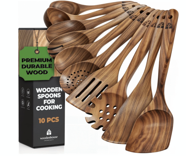 Teak Wood Cooking Spoons Set (10 Piece)