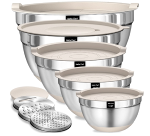 Umite Chef Stainless Steel Mixing Bowls with Airtight Lids Set (8 Piece)