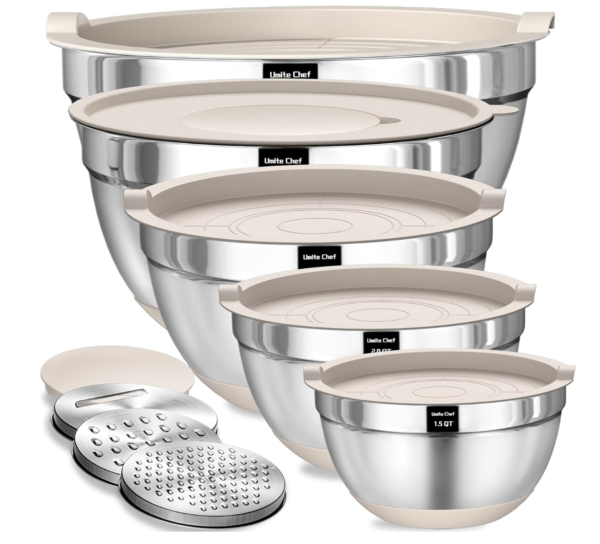 Umite Chef Stainless Steel Mixing Bowls with Airtight Lids Set (8 Piece)